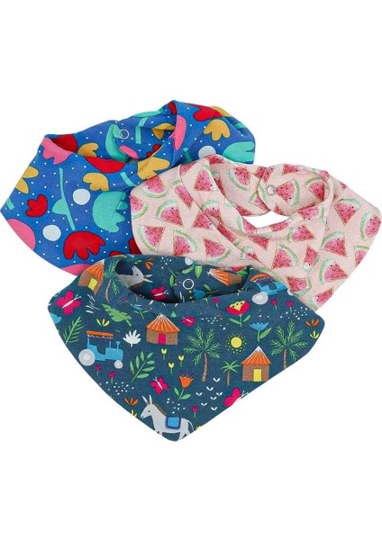 3'lü 0-12 Ay %100 Organik Penye Bebek Fular Salya Mama Önlüğü