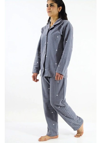 Önden Düğmeli Polar Pijama Takımı modelleri