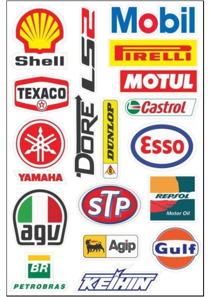 Otomotiv ve Motor Sporları Logo Sticker Seti