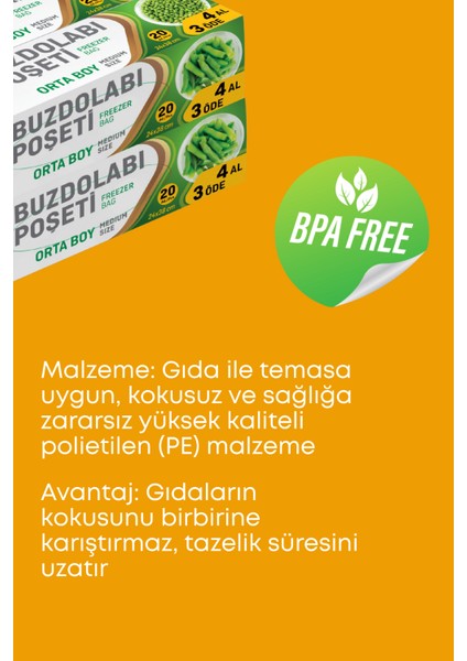 6 Adet 20'li Buzdolabı Poşeti Orta Boy –Dayanıklı Gıda Saklama Torbası- Dondurucu ve Buzluk fırsatları