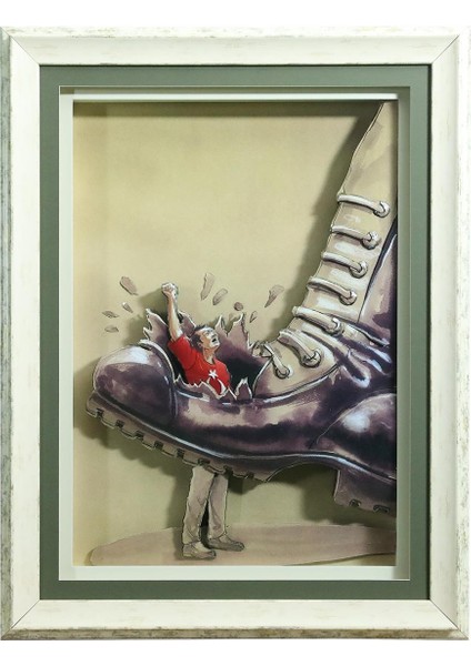 El Işçiliği Kağıt Rölyef Tablo 65X86 cm - 6340