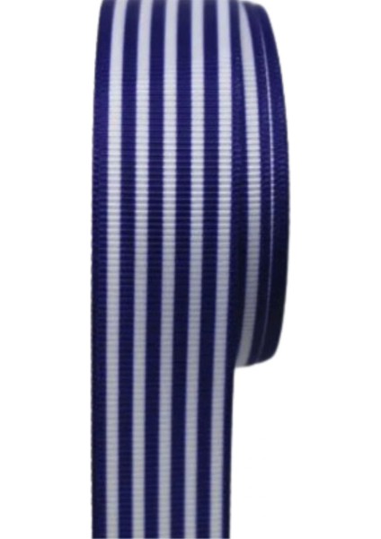 Tafta Çizgi Desen Kurdele 25 mm Lacivert 1 Metre
