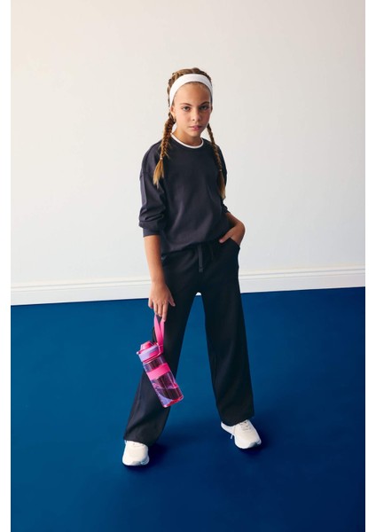 Kız Çocuk Beli Lastikli Wide Leg Geniş Paça Eşofman Altı E1836A825AU fiyatları