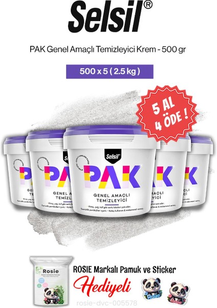 Pak 5 Al 4 Öde, 500 gr Genel Amaçlı Temizleyici Krem ve Rosie Pamuk