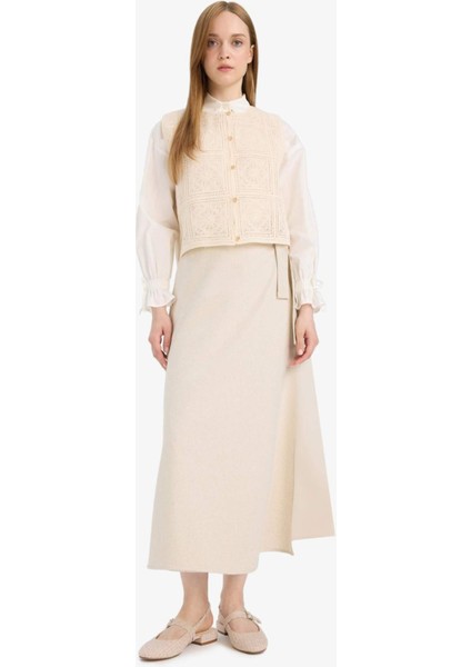 Boxy Fit Bisiklet Yaka Dantel Yelek F1814AX25SM indirimleri