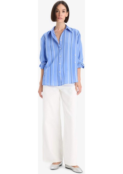 Regular Fit Modal Çizgili Uzun Kollu Gömlek F8315AX25AU fiyatları