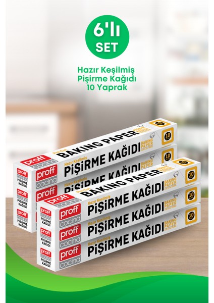 6 Adet 10 Metre Hazır Kesilmiş Fırın Pişirme Kağıdı – Yağ Geçirmez Fırın Kağıdı