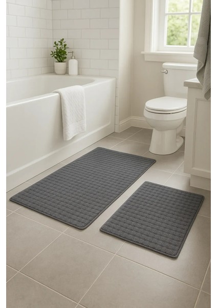 Pamuk Banyo Paspası 2 'li Set, Kaymaz Taban,banyo Paspası Klozet Takımı, Yıkanabilir, Yumuşak 60X100/40X60 cm fiyatları
