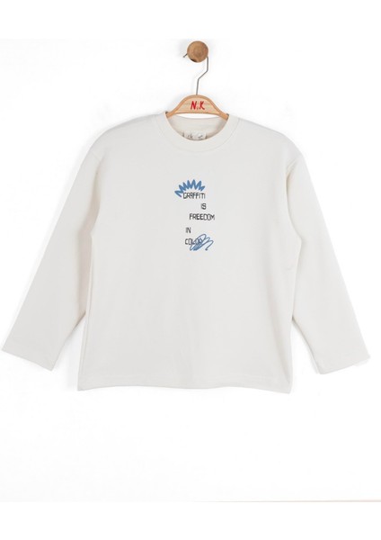 Nk Erkek Çocuk Graffiti Sweatshirt 4-8 Yaş Ekru fiyatları