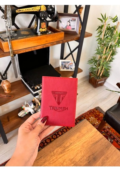 Triumph Baskılı Deri Dikişli Araç Ruhsat Kılıfı Kabı Oto Ruhsatlık Araba Ruhsat Koruyucu fırsatları