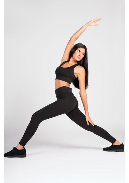 Siyah Yüksek Bel Arka Cepli Toprlayıcı Kadın Spor Taytı indirimleri