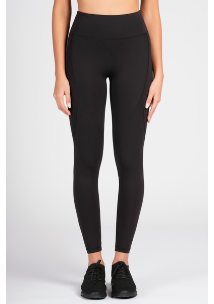 Siyah Yüksek Bel Arka Cepli Toprlayıcı Kadın Spor Taytı