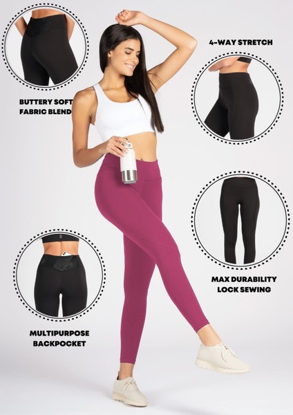 Siyah Yüksek Bel Arka Cepli Toprlayıcı Kadın Spor Taytı