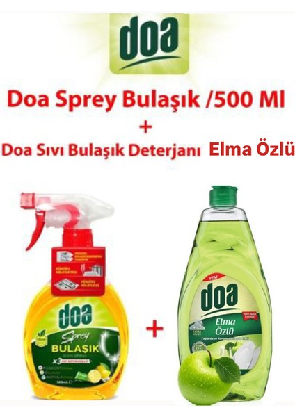 Sprey Mutfak 500ML ve Sıvı Bulaşık Deterjanı Elma Özlü 750ML