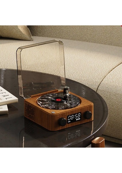 Nostaljik Tasarımlı LED Işıklı Bluetooth Hoparlör - Pikap Görünümlü Müzik Kutusu