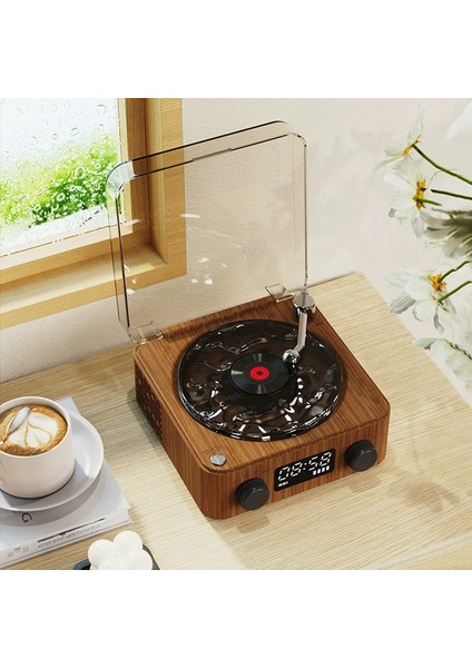 Nostaljik Tasarımlı LED Işıklı Bluetooth Hoparlör - Pikap Görünümlü Müzik Kutusu indirimleri