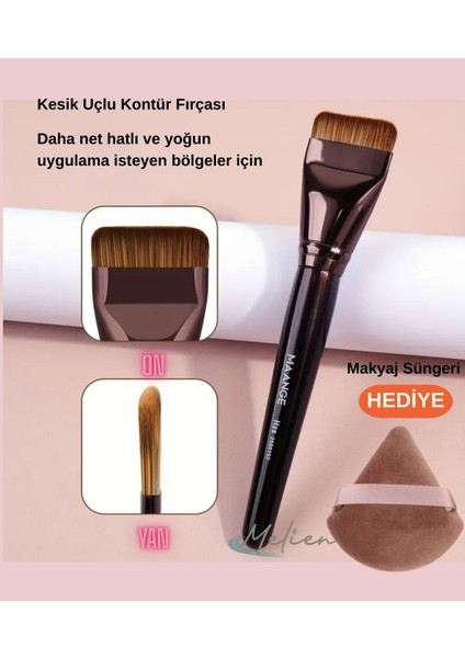 Oval Fondöten, Eğimli Kontür ve Düz Kesik Uçlu Allık Bb cc Krem Likit 1 Adet Makyaj Fırçası Hediye fiyatları