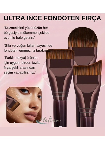 Oval Fondöten, Eğimli Kontür ve Düz Kesik Uçlu Allık Bb cc Krem Likit 1 Adet Makyaj Fırçası Hediye fırsatları