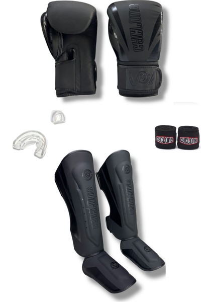 Profesyonel 12OZ Deri Boks Eldiveni ve Mat Deri Kaval Koruyucu Yanında Bandaj ve Dişlik Hediye