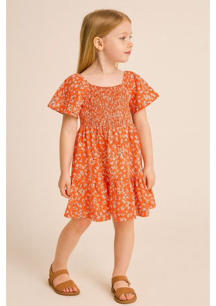 Kız Çocuk Çiçek Desenli Yazlık Elbise, Kız Çocuk Elbise