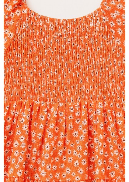 Kız Çocuk Çiçek Desenli Yazlık Elbise, Kız Çocuk Elbise