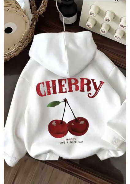 Chery Sırt Baskılı Içi Pamuklu Unisex Sweatshirt