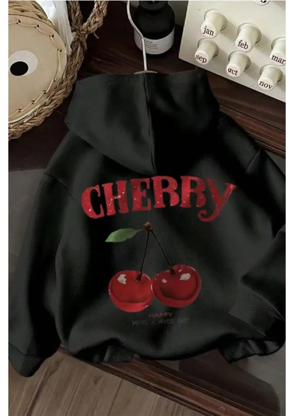 Chery Sırt Baskılı Içi Pamuklu Unisex Sweatshirt