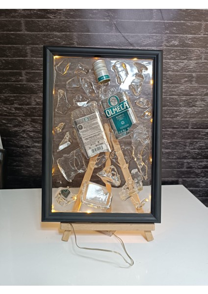 Zaykırıksanat Cam Şişe Kırık Sanat Derin Çerçeveli Dekoratif Epoksi Tablo fiyatları
