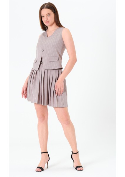 3 Metal Düğmeli Yelek Gri fiyatları