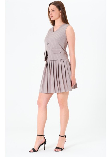 3 Metal Düğmeli Yelek Gri modelleri