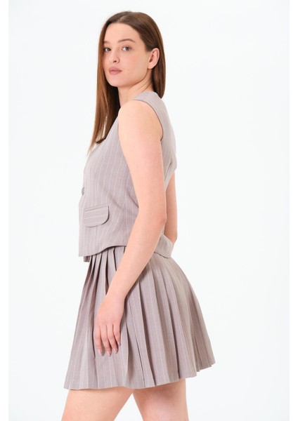 3 Metal Düğmeli Yelek Gri indirimleri