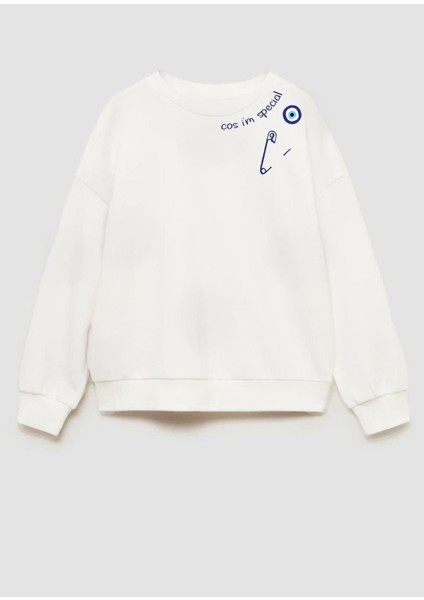 Unisex Nazar Boncuğu Baskılı 3 Iplik Kumaş Pamuklu Sweatshirt