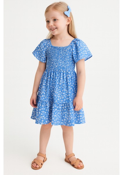 Kız Çocuk Çiçek Desenli Yazlık Elbise, Kız Çocuk Elbise