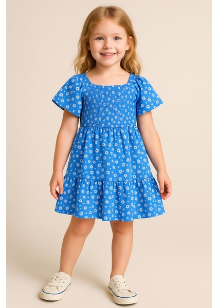 Kız Çocuk Çiçek Desenli Yazlık Elbise, Kız Çocuk Elbise fiyatları