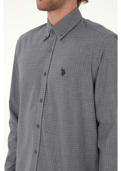 Erkek Siyah Gömlek Desenli 50316598-VR046