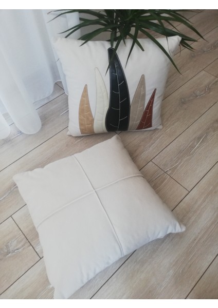 Deri Yapraklı Lüx Kırlent Kılıfı 2'li Set fiyatları
