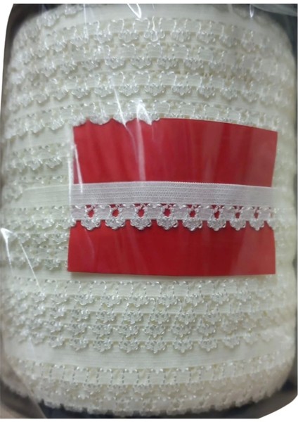 Çamaşır Lastiği Dantelli 1 cm 75 Metre 1 Top Kırık Beyaz
