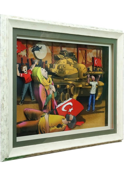 El Işçiliği Tank ve Insan Kağıt Rölyef Tablo 65X85 cm - 6338 fiyatları