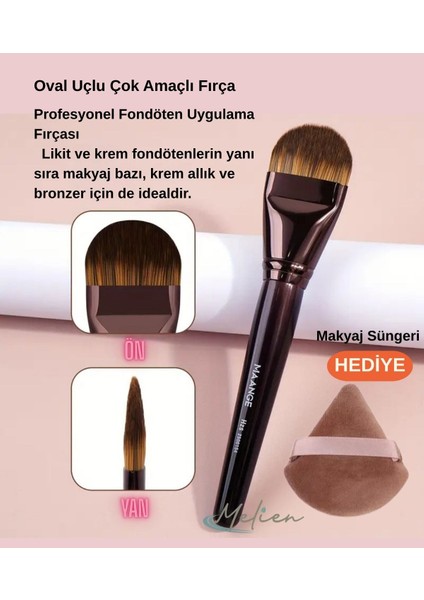 Oval Fondöten, Eğimli Kontür ve Düz Kesik Uçlu Allık Bb cc Krem Likit 1 Adet Makyaj Fırçası Hediye modelleri
