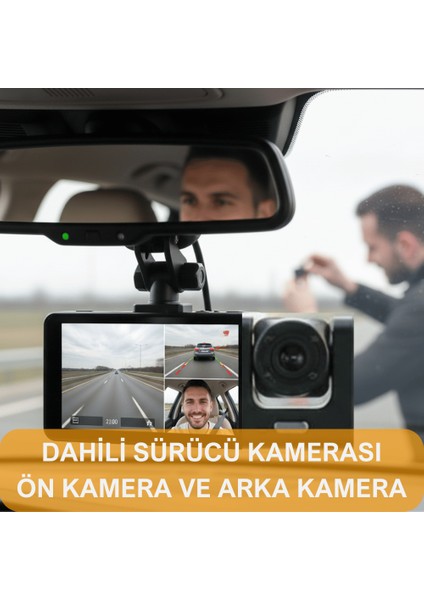 Blackbox Araç Içi Kamera Trafik Kamerası Mikrofonlu Yol Takip 3 Kamera Sürücü Yol Ekranlı Kamera Kayıt Cihazı Siyah fiyatları