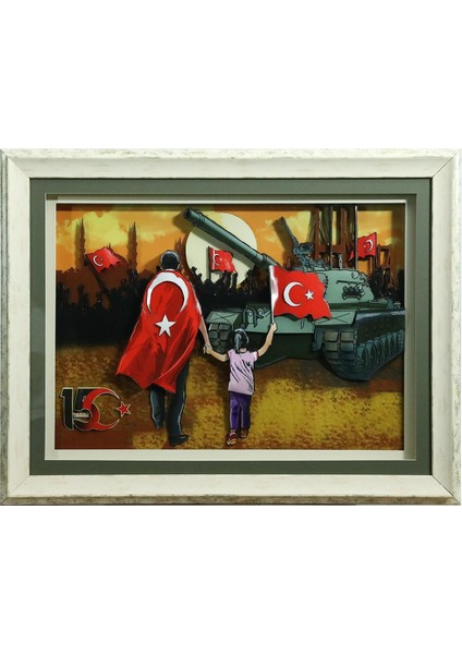 El Işçiliği Tank ve Insan Kağıt Rölyef Tablo 66X86 cm - 6337