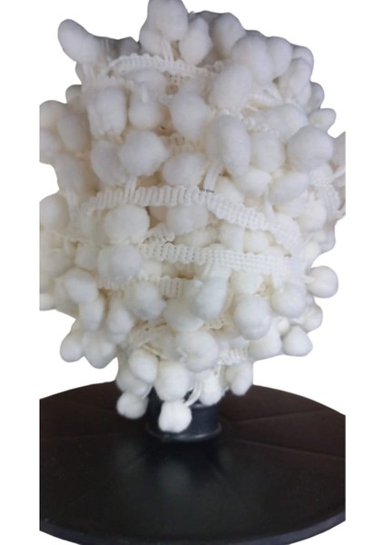 Sıralı Ponpon 1 Metre Krem