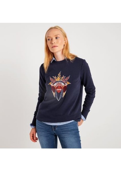 Kadın Nakış Baskılı Sweatshirt 18-W00111-560