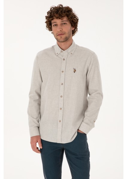 Erkek Ekru Gömlek Basic 50315710-VR019