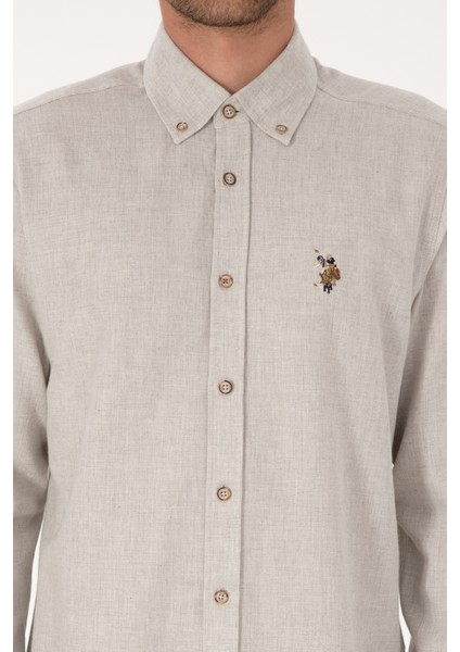 Erkek Ekru Gömlek Basic 50315710-VR019