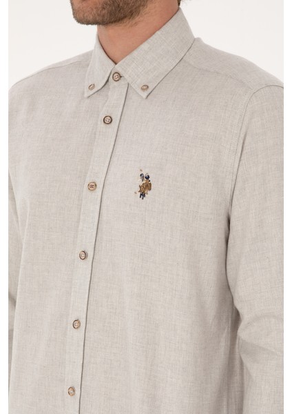 Erkek Ekru Gömlek Basic 50315710-VR019