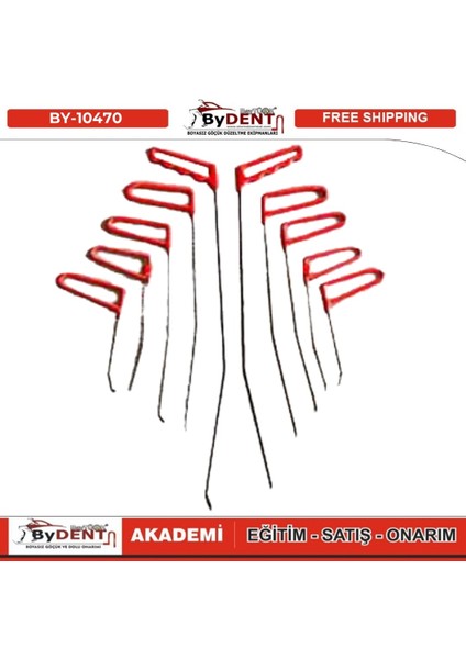 Pdr Boyasız Göçük Düzeltme 10 Parça Ayraç Çubuk Seti