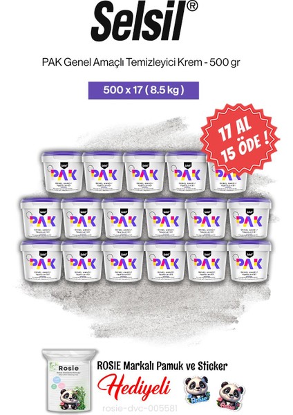 Pak Genel Amaçlı Temizleyici Krem 500 gr 17 Al 15 Öde ve Rosie Pamuk