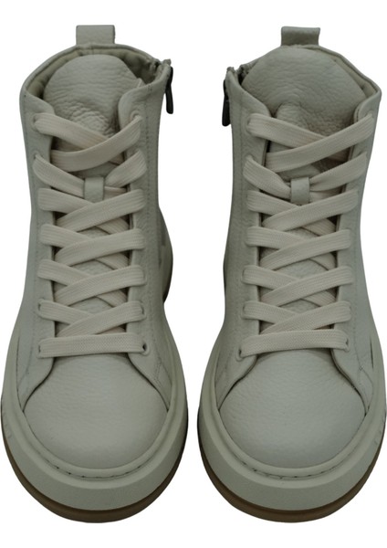 Orla Hakiki Deri 6 cm Boy Uzatan Kadın Bot - Krem fiyatları