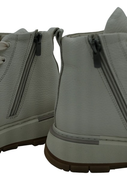 Orla Hakiki Deri 6 cm Boy Uzatan Kadın Bot - Krem modelleri